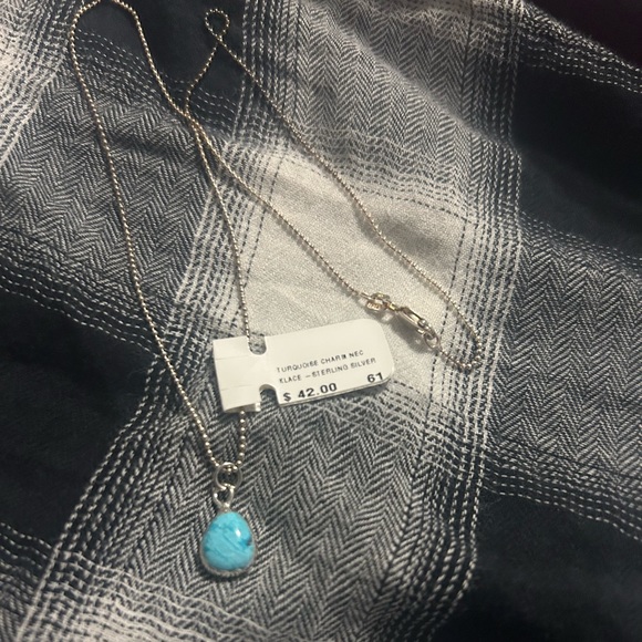 Turquoise Charm Necklace- Sterling Silver - Picture 2 of 5